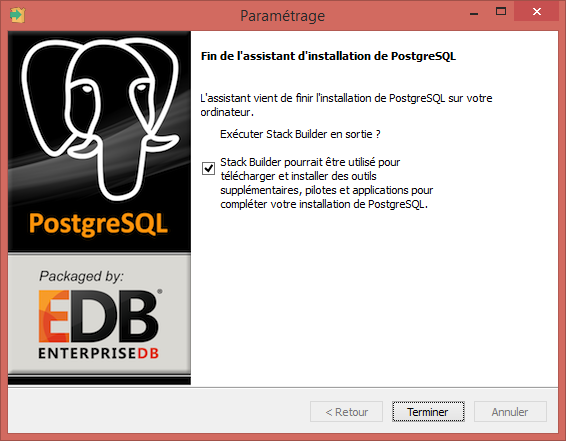 Fin installation PostgreSQL