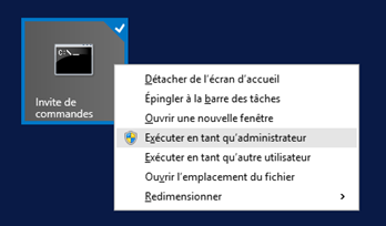 Invite de commande en tant qu'administrateur